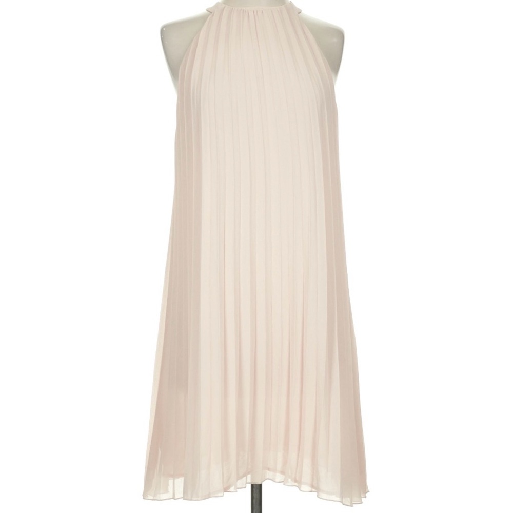 Pleated Halter Neck Womens Dress in Cream